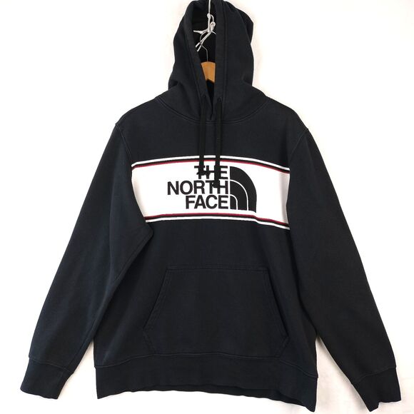 The North Face Hoodie Black Graphic Spell Out Logo Edge Sweatshirt Mens Size L - Picture 1 of 15